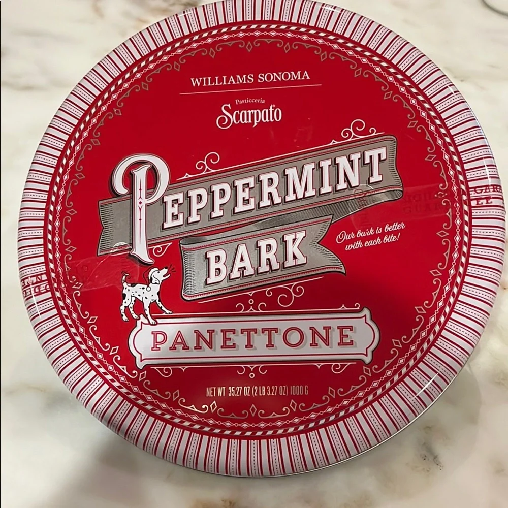 Williams Sonoma Peppermint Bark Panettone Tin-Empty